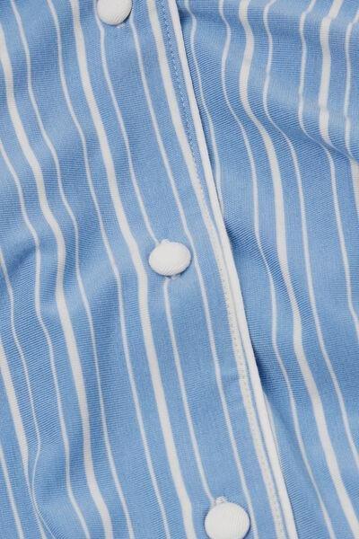 Blue Oxford Stripes Button-Up Short-Sleeved Top, , large image number 4