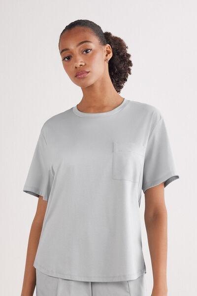 Grey Short-Sleeved Elevated Cotton Shirt, 5601_946J, large image number 0