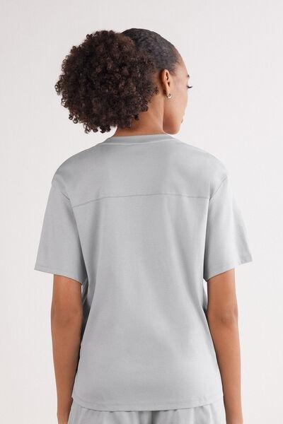 Grey Short-Sleeved Elevated Cotton Shirt, 5601_946J, large image number 3