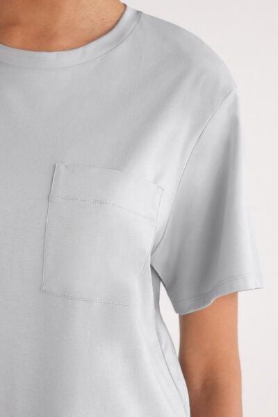 Grey Short-Sleeved Elevated Cotton Shirt, 5601_946J, large image number 5