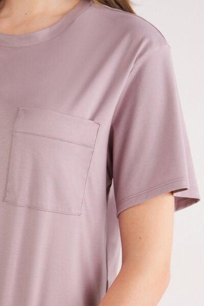 Pink Short-Sleeved Elevated Cotton Shirt, 5601_947J, large image number 5