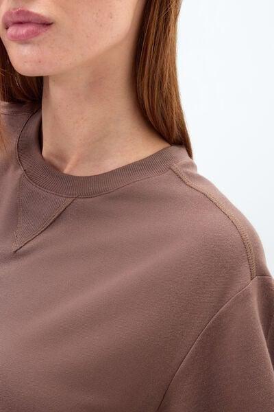 Brown Short-Sleeved Sporty Cotton And Modal Top, 5601_189K, large image number 4
