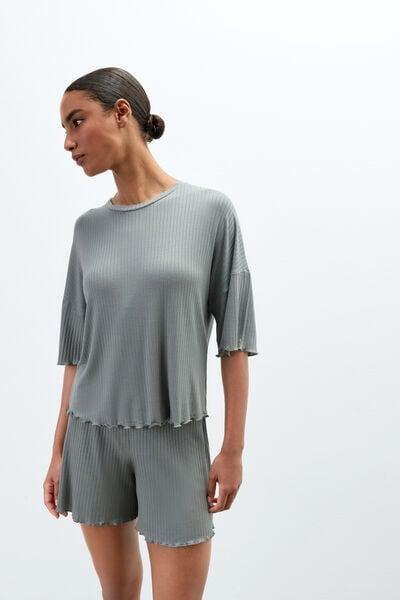 Green Soft Ribs Short-Sleeved Modal Top, 5601_190K, medium