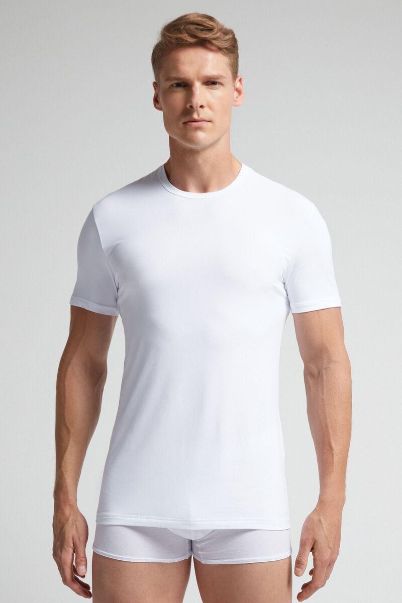 White Microfiber Crew Neck T-Shirt, , large image number 0