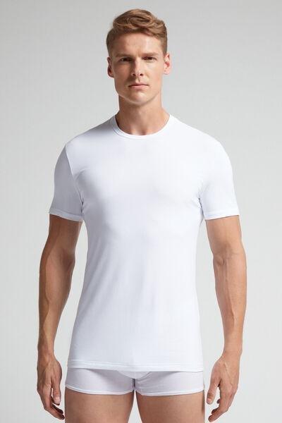 White Microfiber Crew Neck T-Shirt, , large image number 1