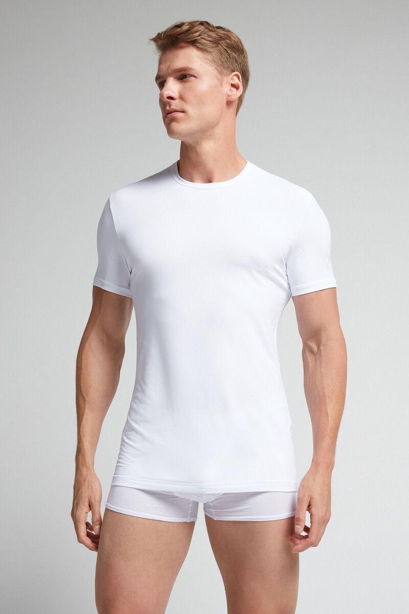 White Microfiber Crew Neck T-Shirt, , large image number 2