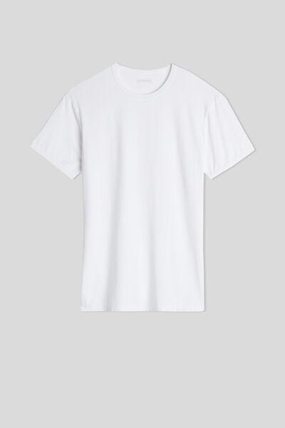 White Microfiber Crew Neck T-Shirt, , large image number 4