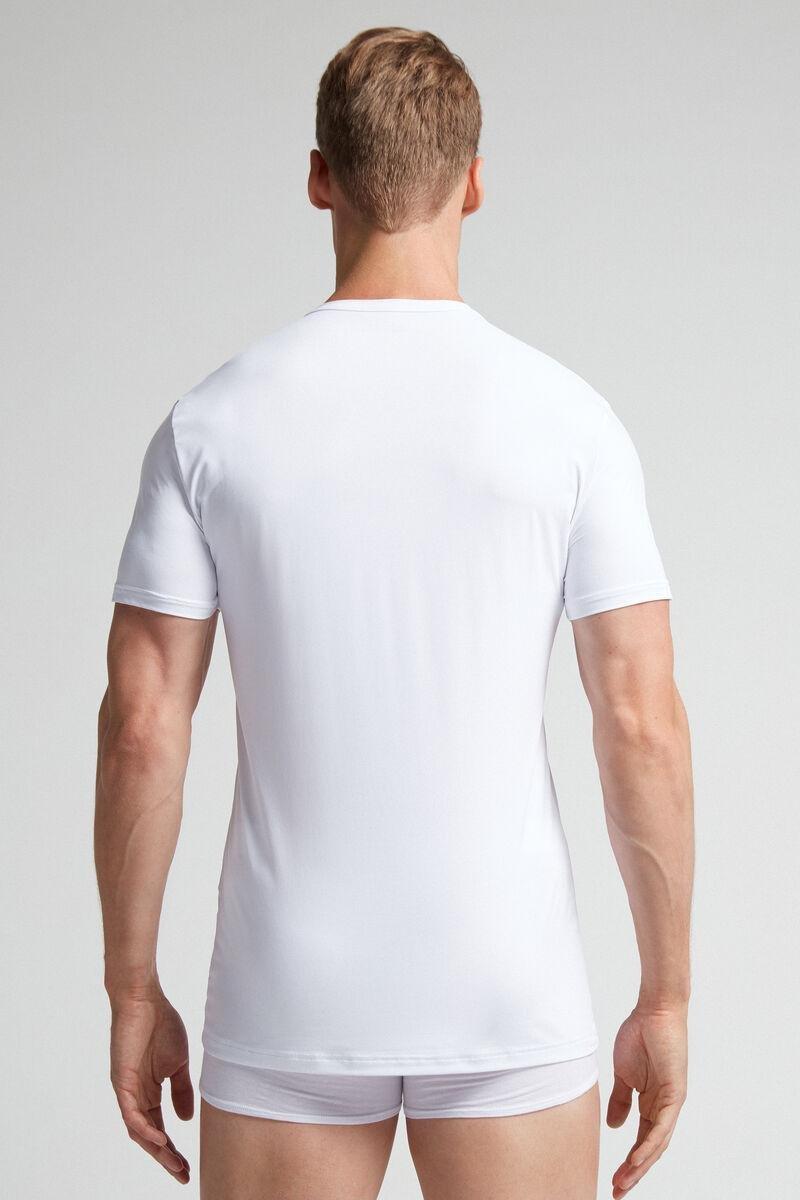 White Microfiber Crew Neck T-Shirt, , large image number 5