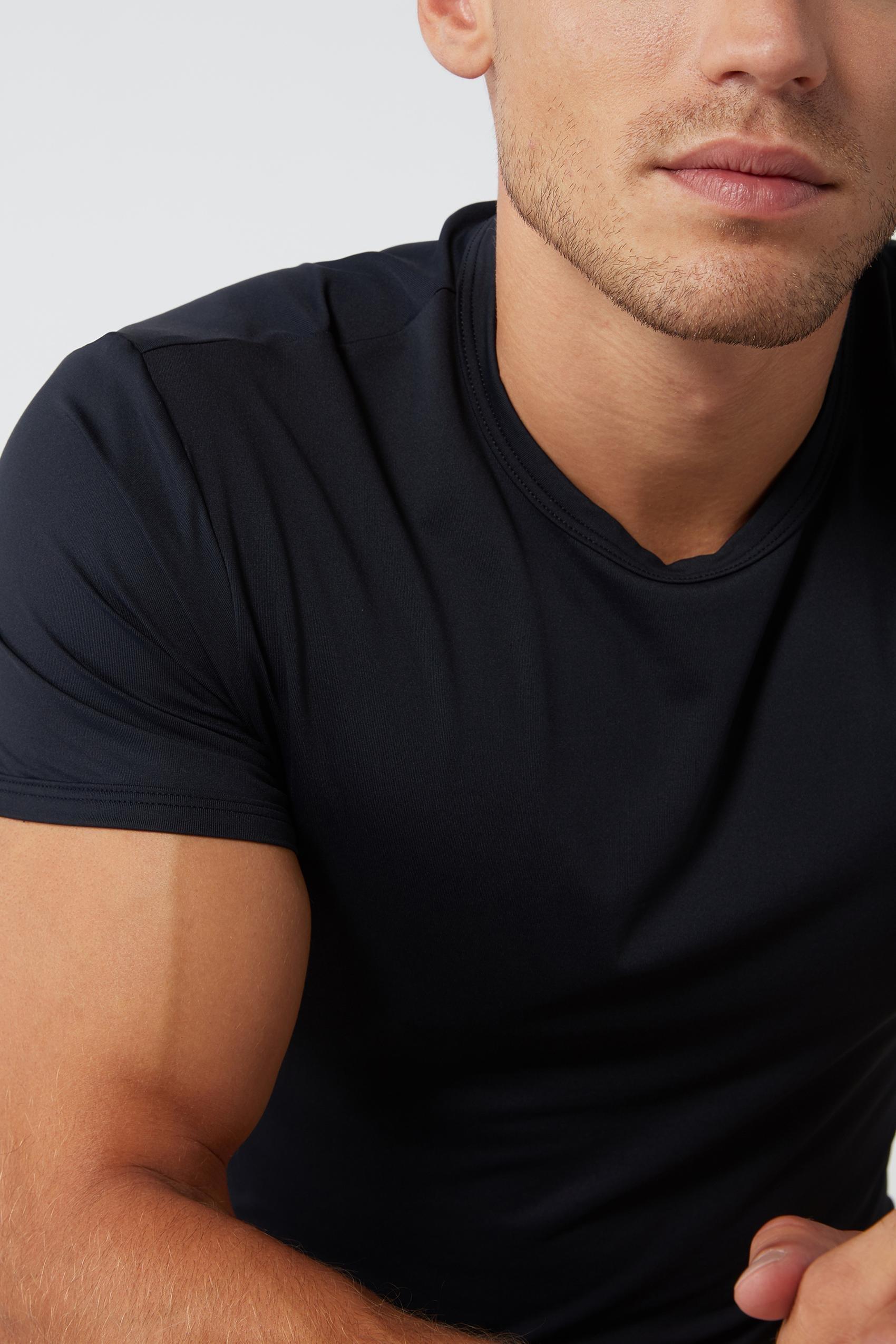 Navy Microfiber Crew Neck T-Shirt, , large image number 5