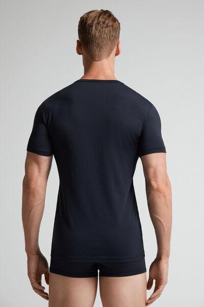 Navy Microfiber Crew Neck T-Shirt, , large image number 6