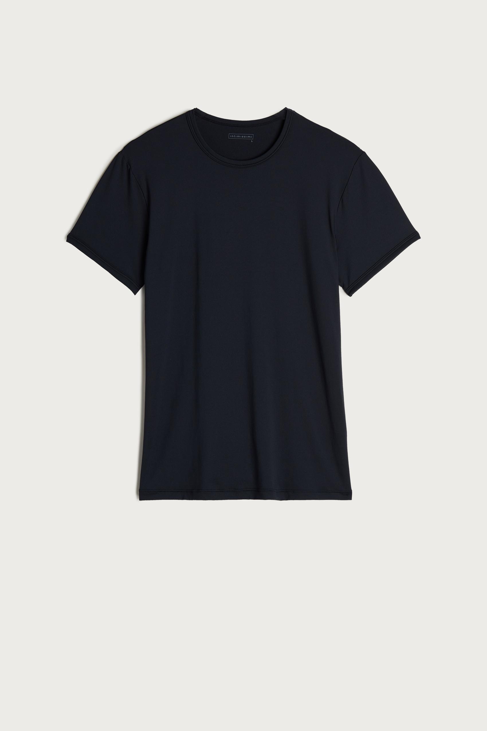 Navy Microfiber Crew Neck T-Shirt, , large image number 8