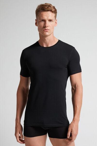Black Stretch Supima Cotton T-Shirt, , large image number 0