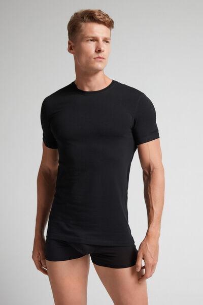 Black Stretch Supima Cotton T-Shirt, , large image number 1