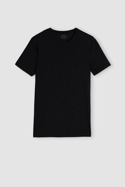 Black Stretch Supima Cotton T-Shirt, , large image number 2