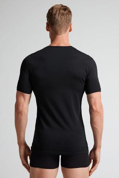 Black Stretch Supima Cotton T-Shirt, , large image number 3