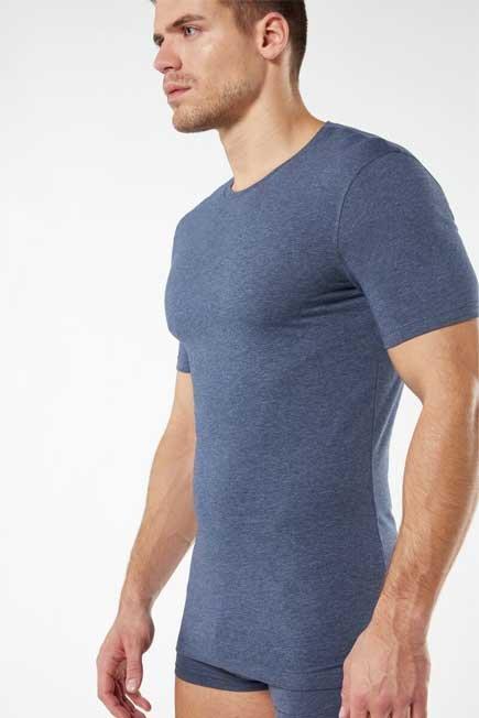 Blue Supima Cotton Round-Neck Top, , large image number 2