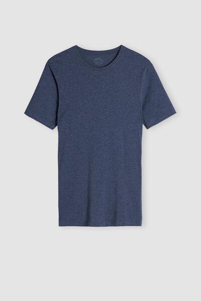 Blue Supima Cotton Round-Neck Top, , large image number 4