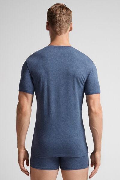 Blue Supima Cotton Round-Neck Top, , large image number 6