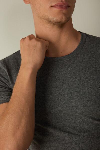 Grey Short Sleeve Supima Cotton T-Shirt, Graphite Grey Blend, large image number 10