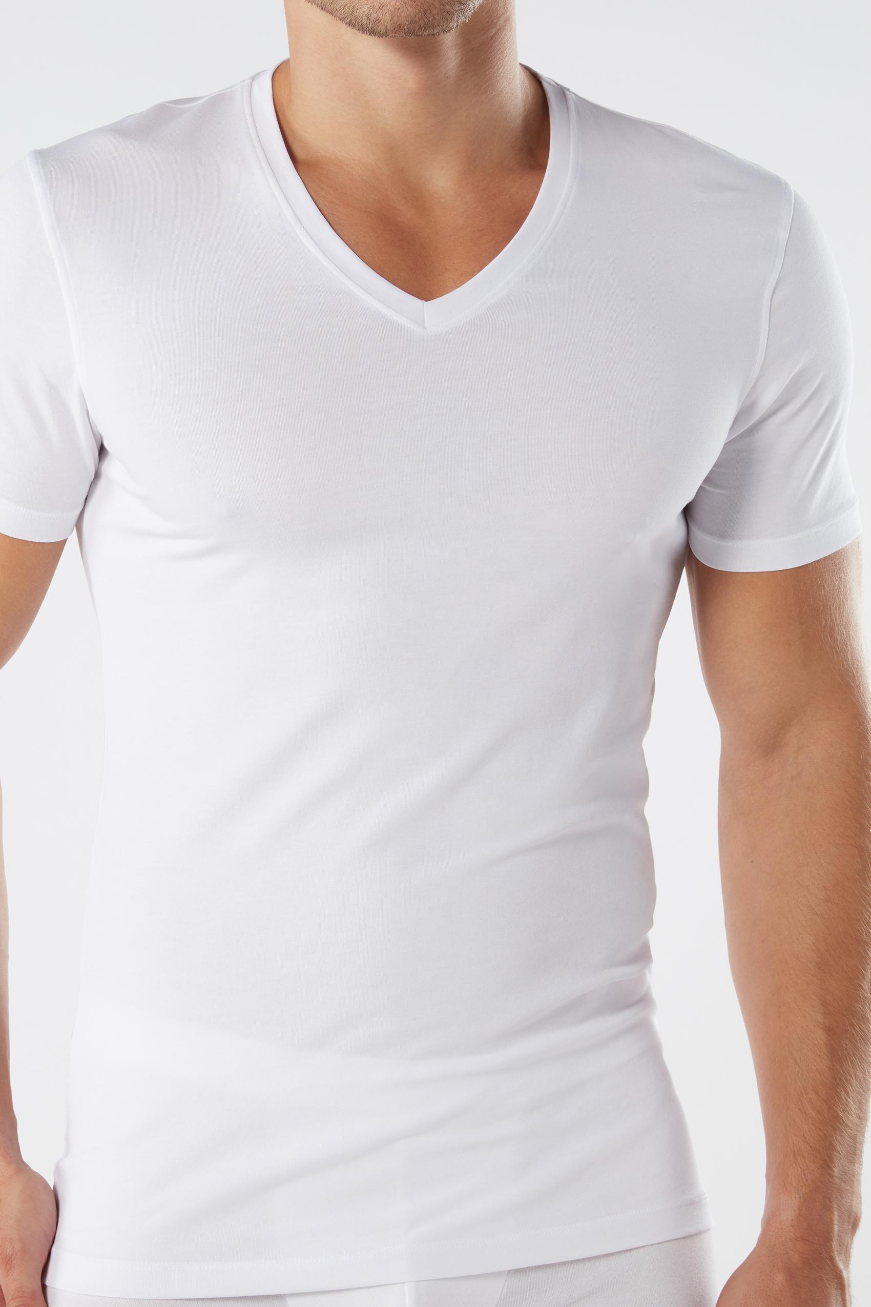 White Stretch V-Neck T-Shirt, , medium