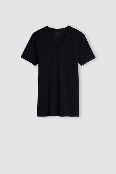 Black V-Neck T-Shirt, , large image number 2