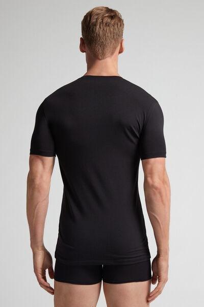 Black Supima Cotton V-Neck T-Shirt, , large image number 3