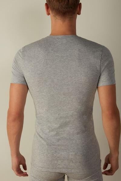 Intimissimi - Grey  Stretch Supima Cotton T-Shirt With V Neck
