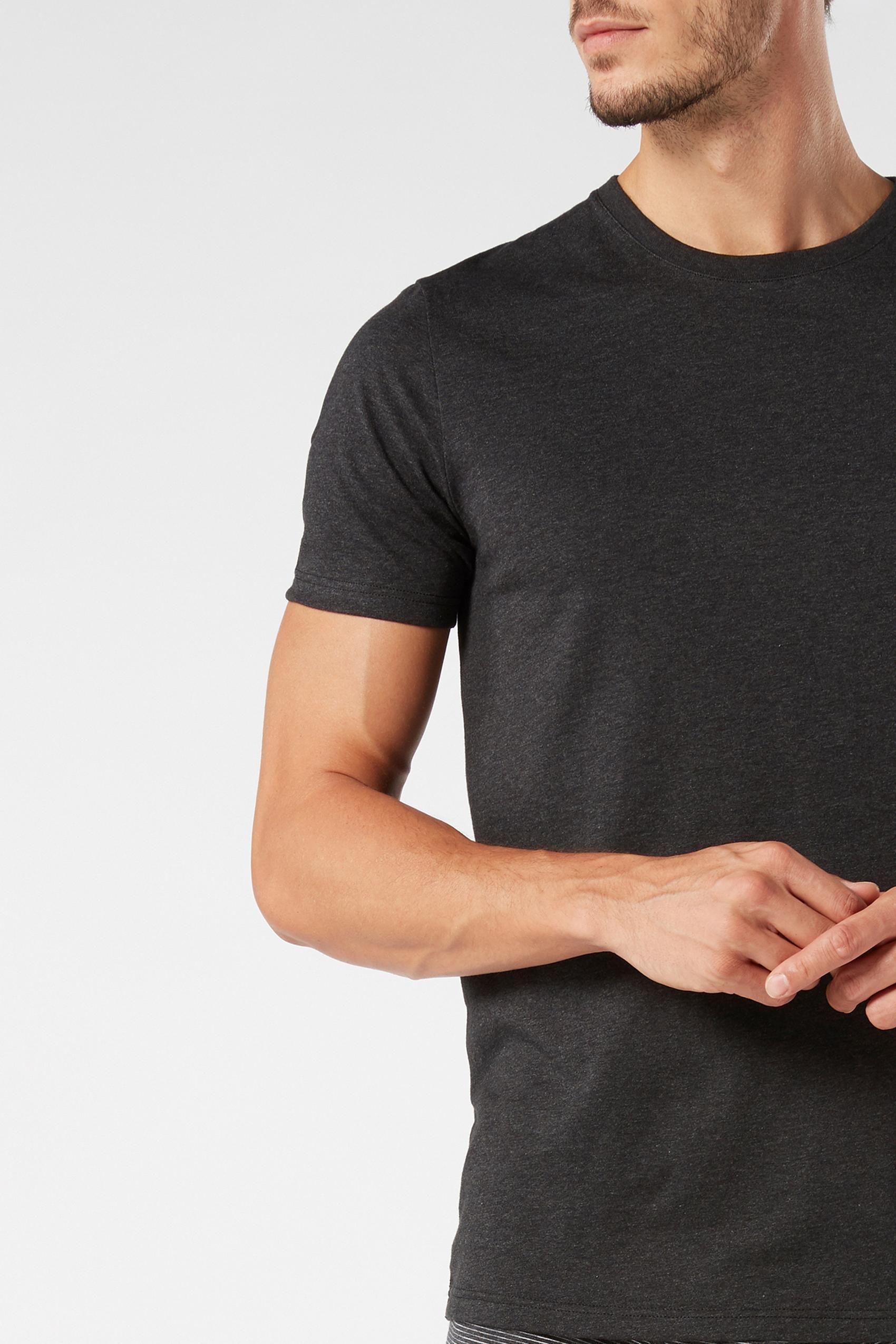 DARK GREY BLEND Short Sleeve Round Neck T Shirt in Supima?� Cotton, , large image number 1