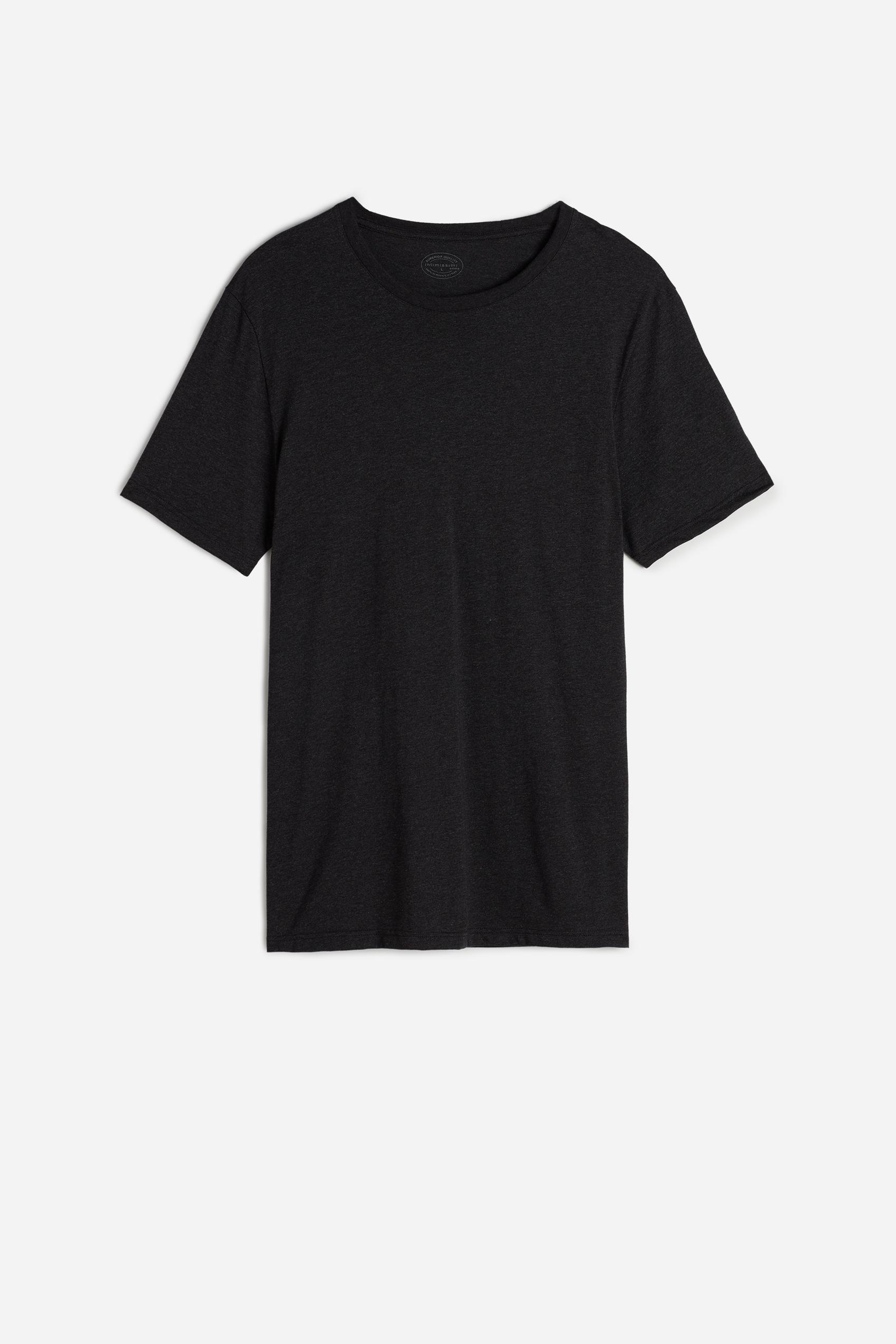 DARK GREY BLEND Short Sleeve Round Neck T Shirt in Supima?� Cotton, , large image number 2