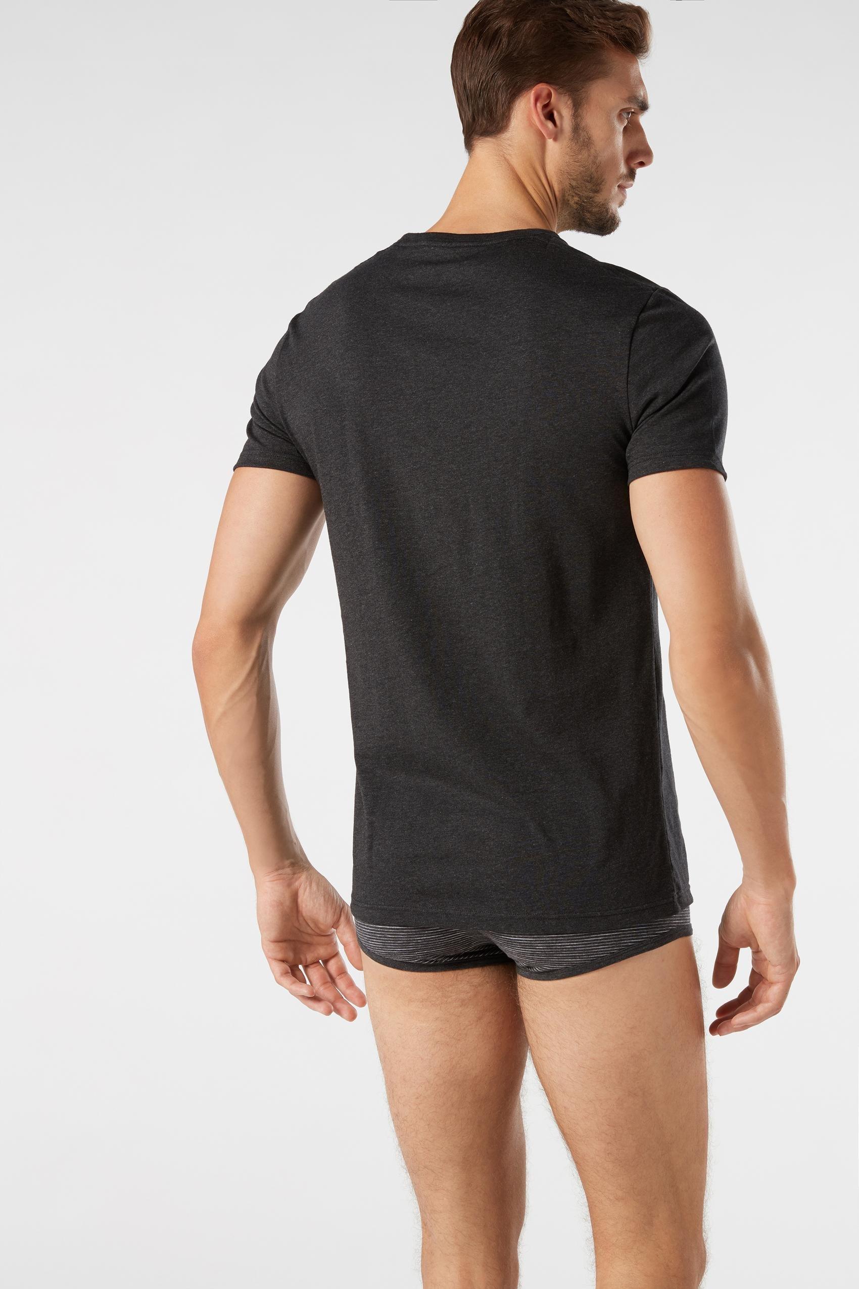 DARK GREY BLEND Short Sleeve Round Neck T Shirt in Supima?� Cotton, , large image number 3