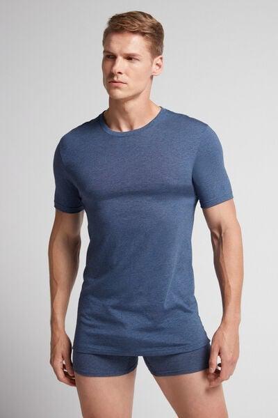 Navy Superior Cotton T-Shirt, Denim Blue Blend, large image number 1