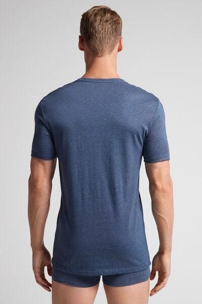 Navy Superior Cotton T-Shirt, Denim Blue Blend, large image number 3