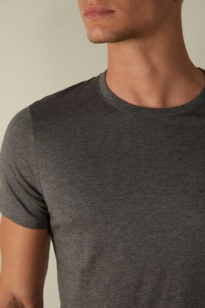 Grey Short Sleeve Supima Cotton T Shirt, Graphite Grey Blend, medium