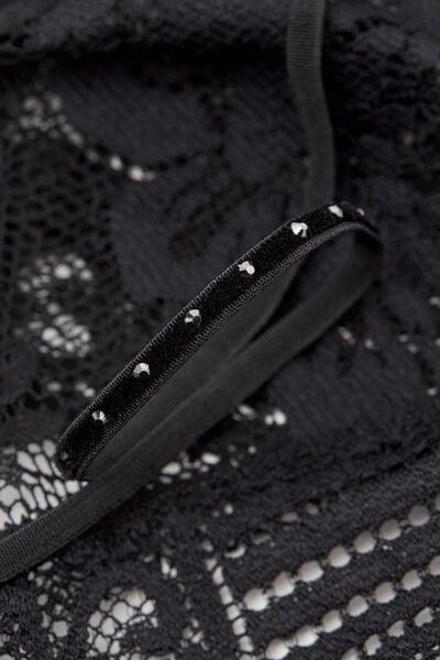 Black La Femme Fatale Strappy Motif Silk Basque, Black, large image number 6