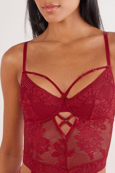 Red La Femme Fatale Strappy Motif Silk Basque, Wax Red, large image number 8