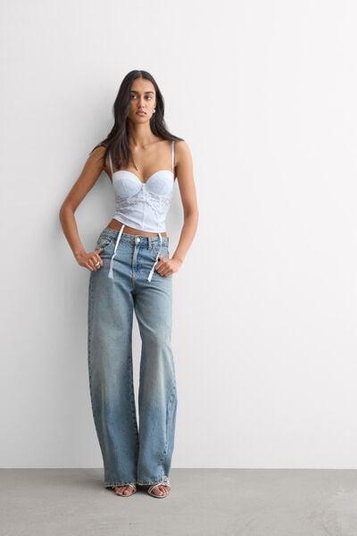 Blue Anna Silky Flowers Basque, 5601_060K, large image number 0