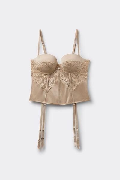 Beige Anna Silky Flowers Satin Basque, 5601_447J, large image number 3