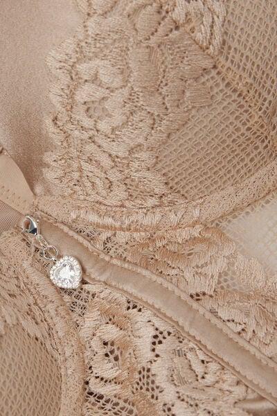 Beige Anna Silky Flowers Satin Basque, 5601_447J, large image number 4