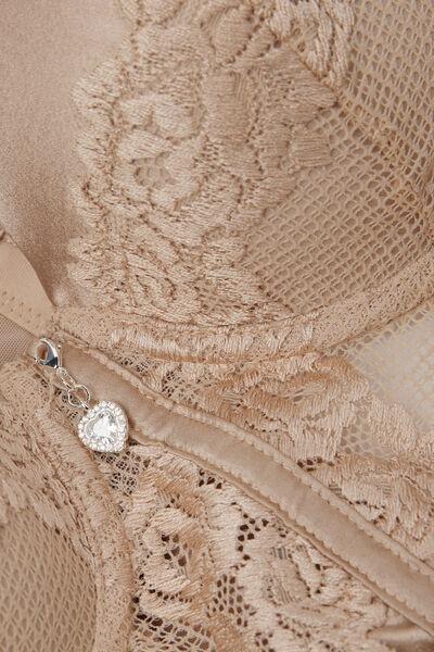 Beige Anna Silky Flowers Satin Basque, 5601_447J, large image number 4