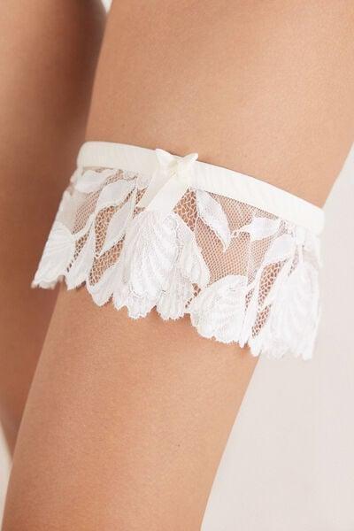 White All About Flowers Embroidered Garter, Powder White, large image number 5