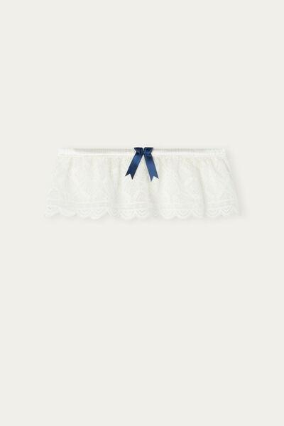 White Lace-Detailed Frilled Garter, Powder White, large image number 2