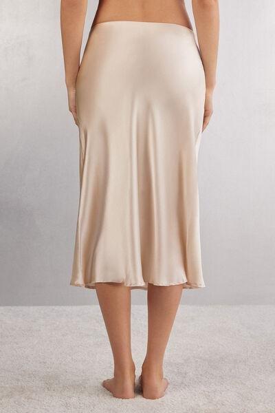 Cream Silk Midi Skirt, , large image number 3