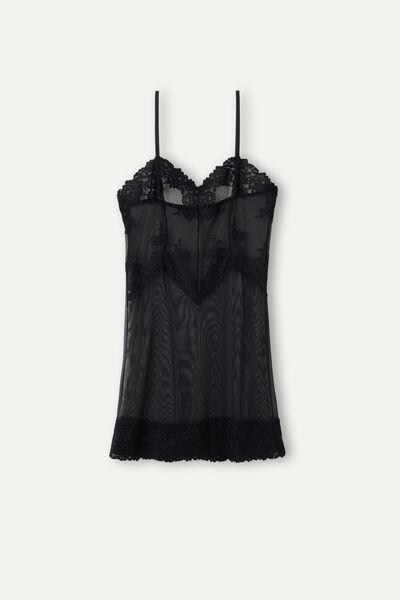 Black Lace-Detailed Sheer Baby-Doll, , large image number 2