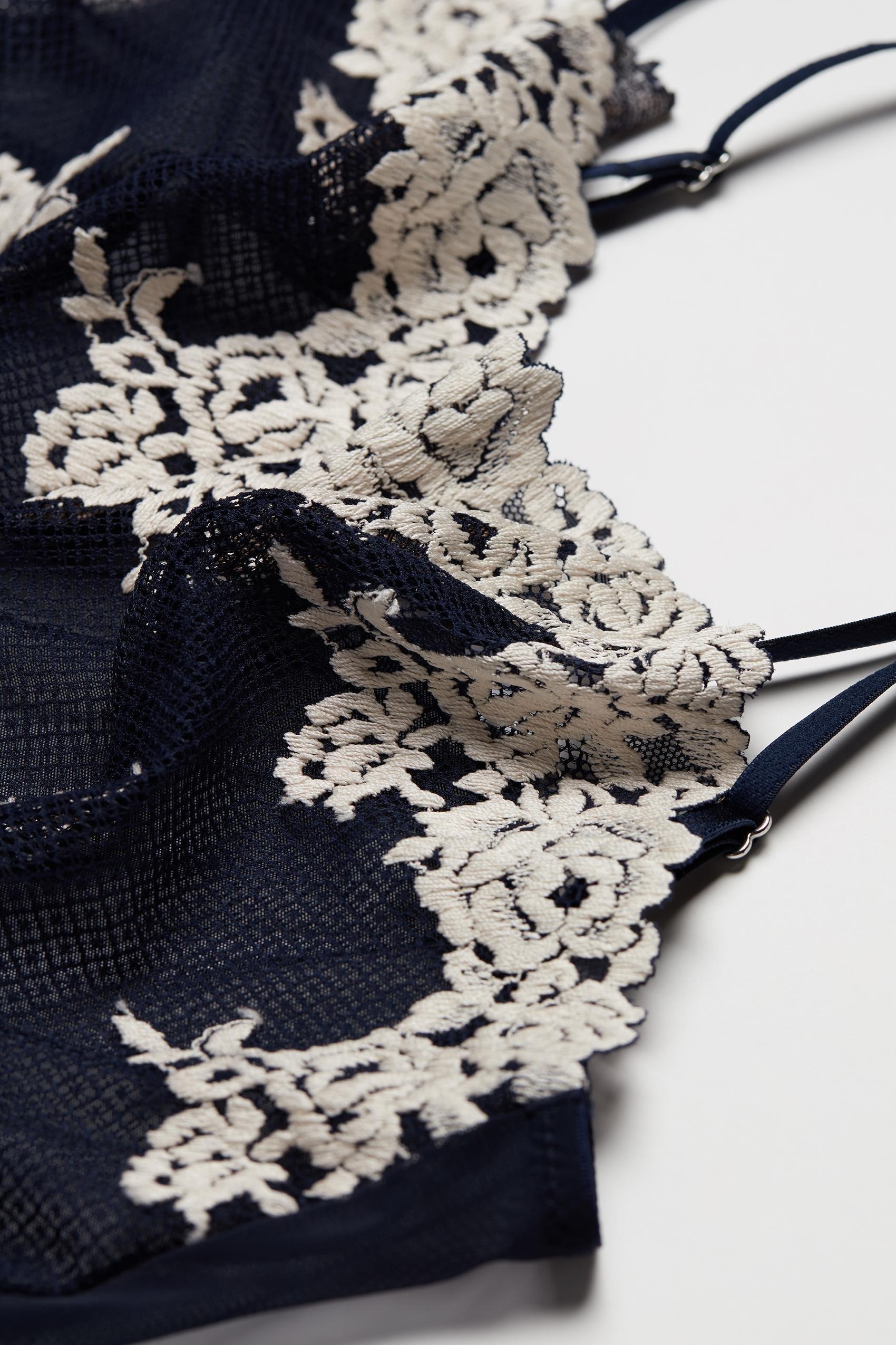 Navy Lace-Detailed Sheer Baby-Doll, , large image number 5