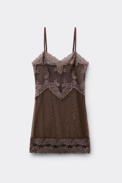 Brown Pretty Flowers Spaghetti Straps Babydoll, 5601_705J, large image number 3