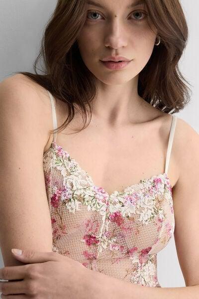 Pink Pretty Flowers Lace And Tulle Babydoll, 5601_057K, large image number 5