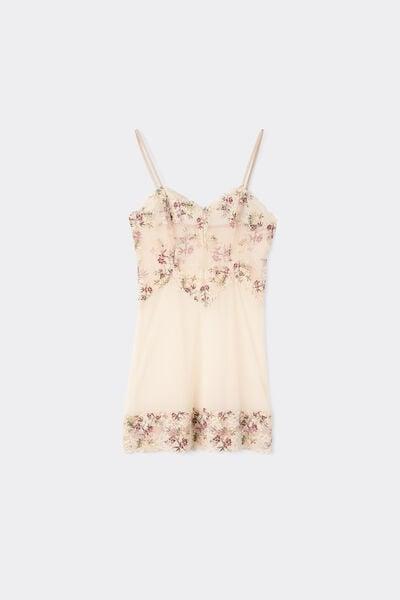 Beige Pretty Flower Lace And Tulle Babydoll, 5601_327K, large image number 3