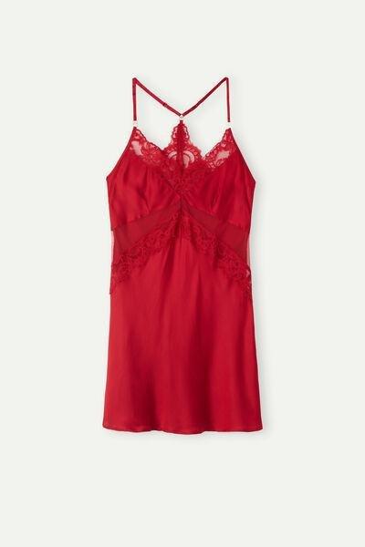 Red Viscose Satin Babydoll, , large image number 2
