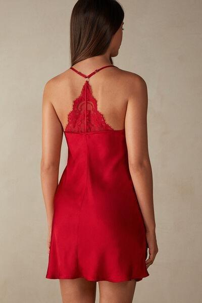 Red Viscose Satin Babydoll, , large image number 3