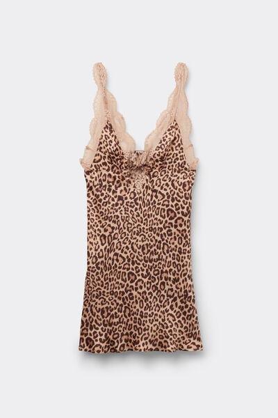 Beige Animal Print Pretty Savage Babydoll Dress, , large image number 1